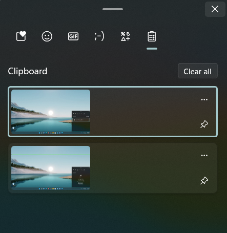 windows 11 pc shared clipboard - screen captures