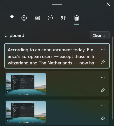 windows 11 pc shared clipboard - shared text item