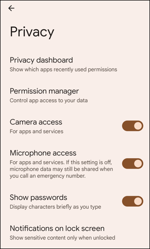 android 12 - settings - privacy