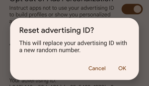 android 12 - settings - privacy - ads reset advertising ad id
