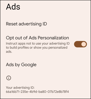 android 12 - settings - privacy - ads - new ad id