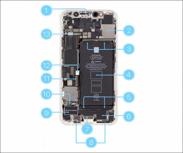 apple self service repair program - iphone 12 mini exploded view of circuit