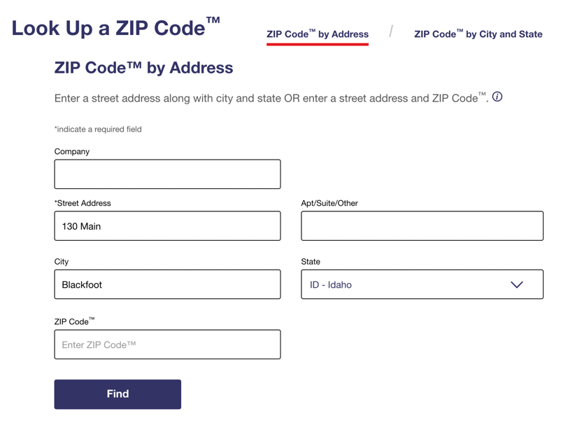 usps.gov - address completion tool - enter what you have