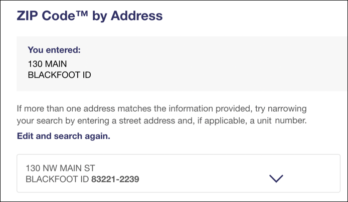 usps.gov - address completion tool - fixed address 9-digit zipcode