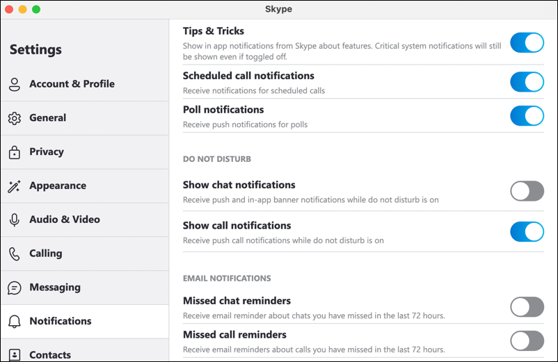 skype desktop for mac - notifications