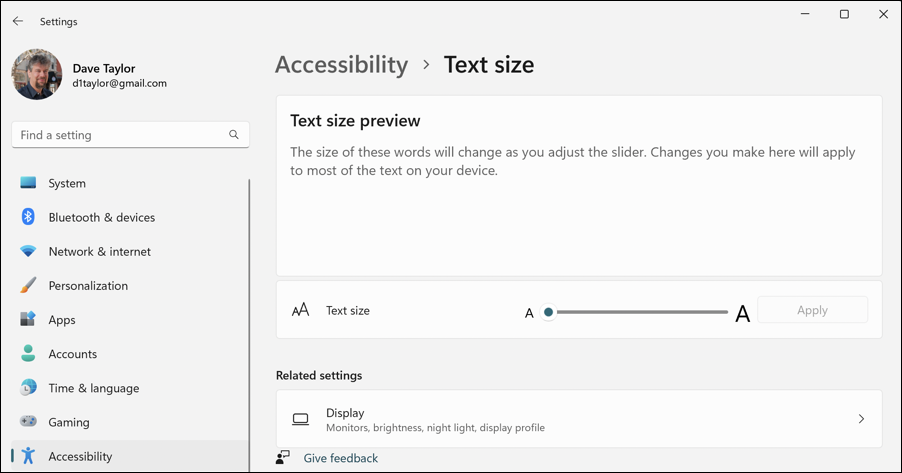 win11 windows font text bigger increase size - make text size bigger