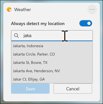 win11 weather forecast taskbar - enter new weather forecast city name