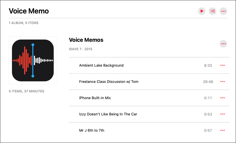 apple music mac macos - voice messages - with library artwork