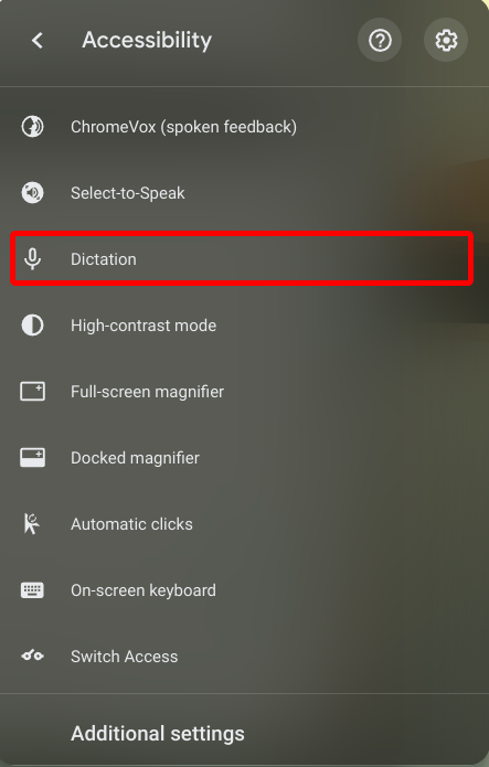 chrome os chromebook shelf taskbar - enable dictation