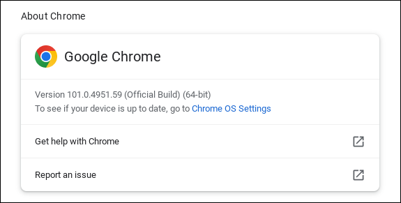 google chrome version 101 on chrome os