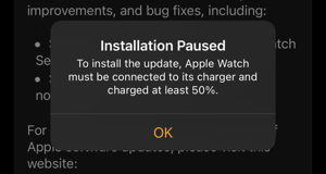 apple watch watchos update - installation paused error