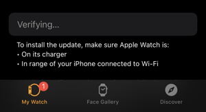 apple watch watchos update - verifying