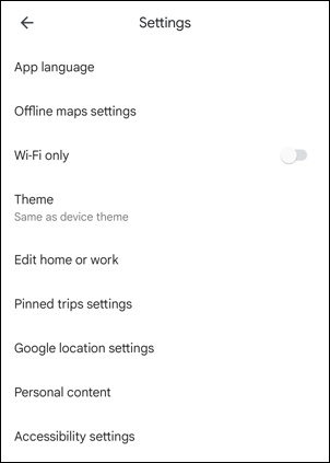 google maps android set home work - settings