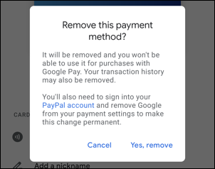 android 12 - google pay - remove payment card? gpay