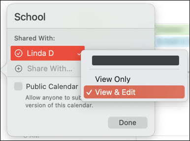 apple mac ical calendar - share permissions email