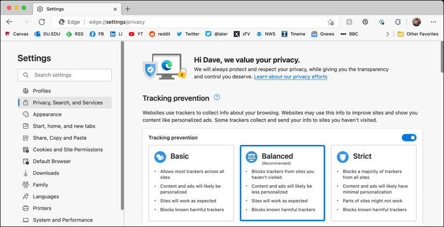 microsoft edge settings - privacy and search - 