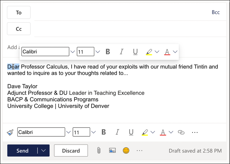 outlook.com change default font email message - current setting