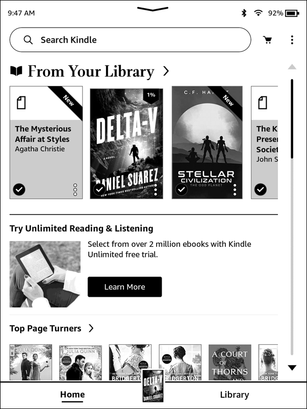 read epub on amazon kindle paperwhite - kindle home screen