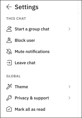 reddit chat direct message - block mute theme settings menu