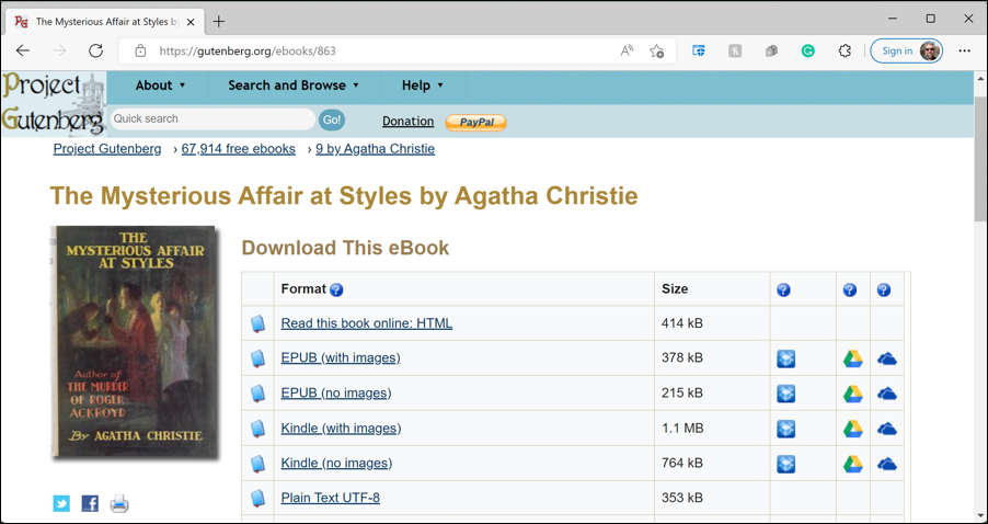 project gutenberg - the mysterious affair at styles agatha christie free ebook download mobi epub