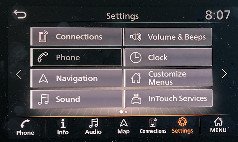 2022 infiniti infotainment system - delete forget unpair phone - settings