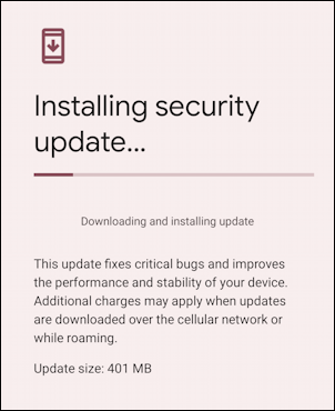 android os - settings - check for security system update patch - installing security update