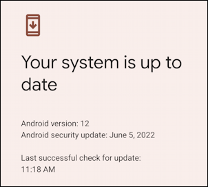 android os - settings - check for security system update patch - your system is up to date