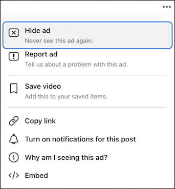 facebook hide irrelevant redundant adverts ads - ad settings menu