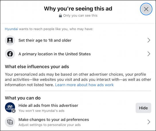 facebook hide irrelevant redundant adverts ads - why are you seeing this ad?