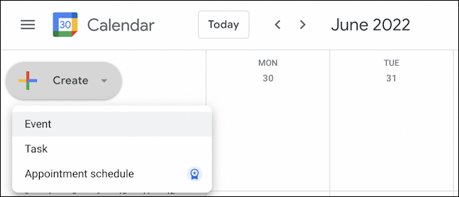 google calendar recurring event - create new event