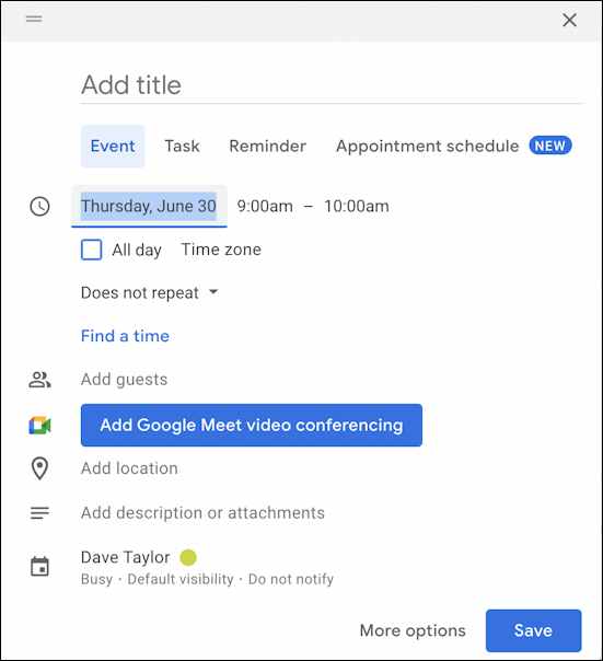 google calendar recurring event - add recurring info