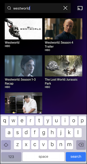 hbo max download content - search for westworld