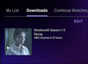 hbo max download content - profile > downloads