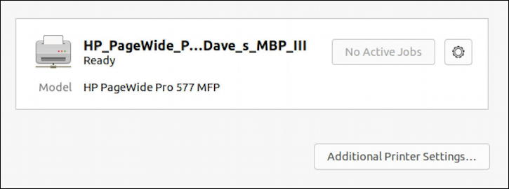 ubuntu linux add rename printer - printer added hp