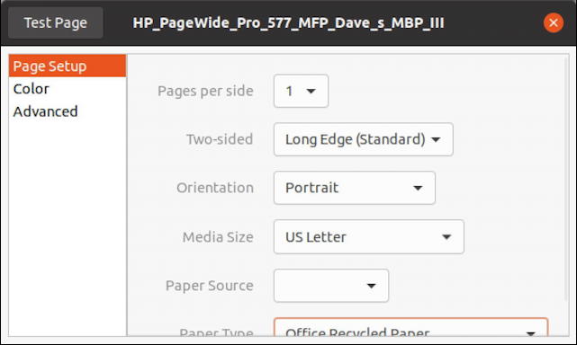 ubuntu linux add rename printer - printing options