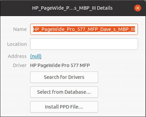 ubuntu linux add rename printer - printer details rename