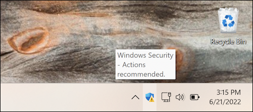 windows 11 windows security - enable app & browser control - taskbar warning