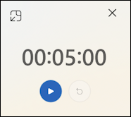 windows 11 pc set timer - clock app - 5 minute timer