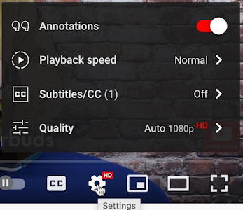 youtube playback controls - settings