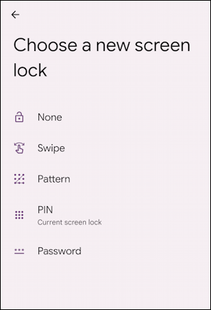 android screen lock change pin - choose new screen lock