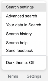 google search settings preferences advanced - settings menu