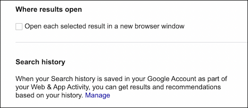 google search settings preferences advanced - open in new windows