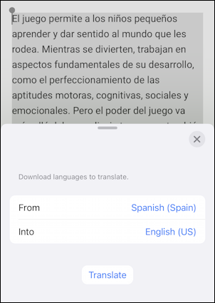 iphone ipad ios translate language - spanish to english