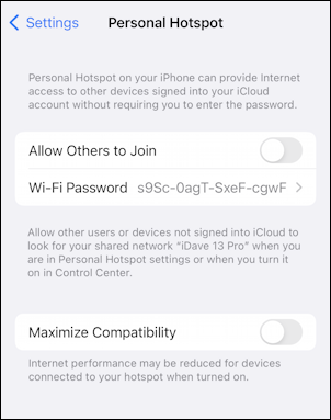 iphone icloud personal hotspot security setup - iphone settings - preferences