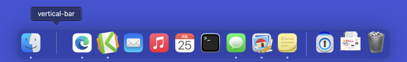 macos 12 dock - dragging vertical divider line app icon onto Dock