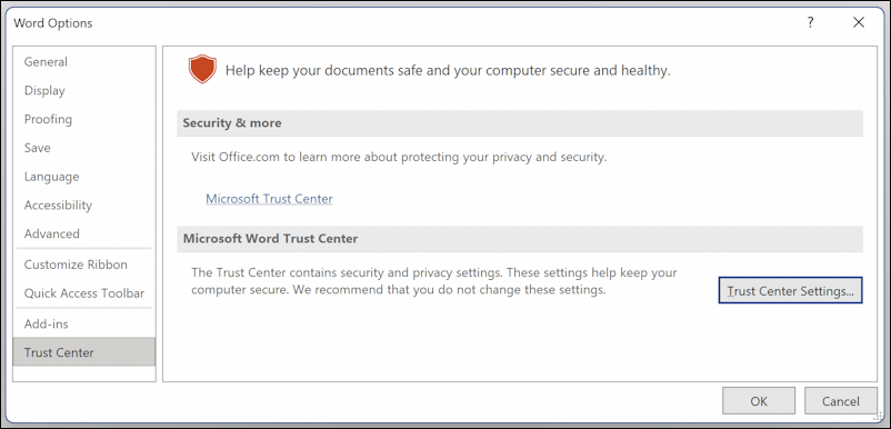 word for windows - default settings preferences