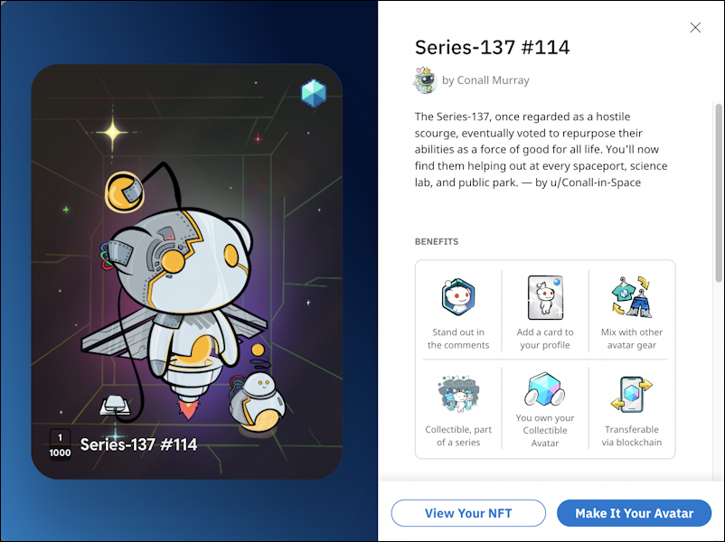 reddit buy nft avatar - collectible avatar - purchased