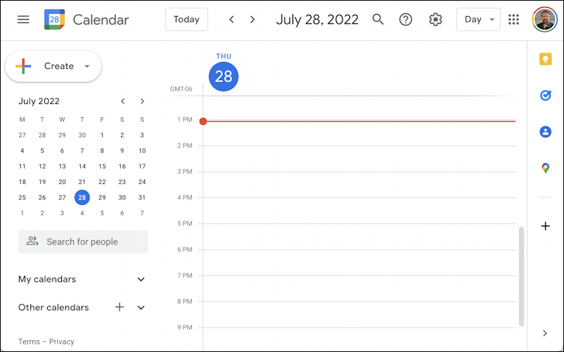 google meet main window - calendar view