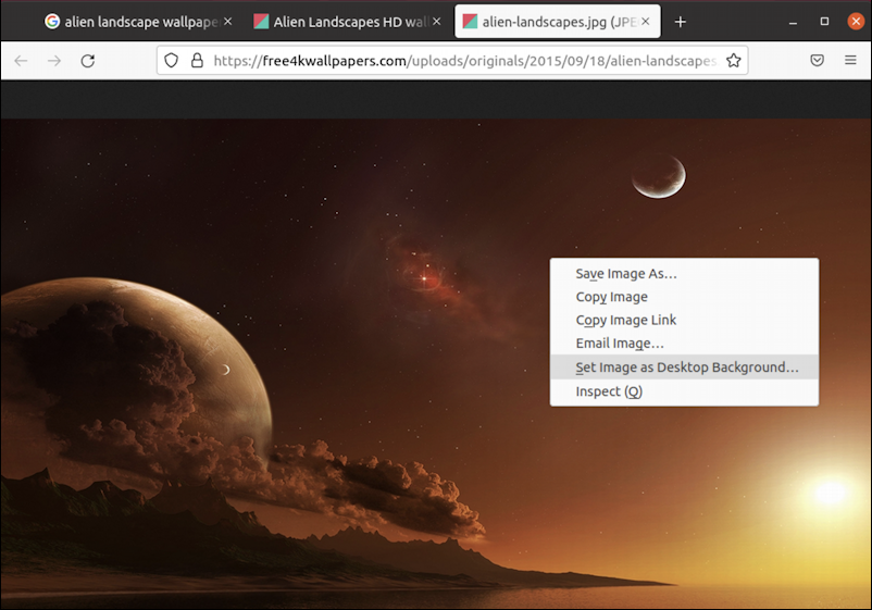 ubuntu linux wallpaper - save as wallpaper open as desktop
