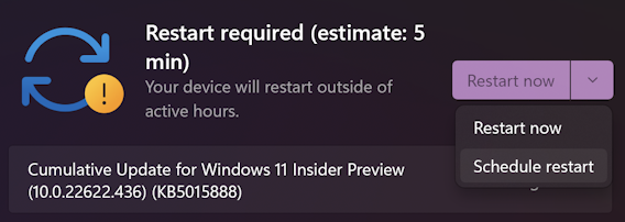 win11 schedule restart update - restart options